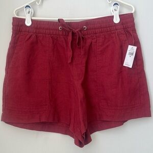 Gap Linen Shorts Maroon Red Summer Size Medium NWT
